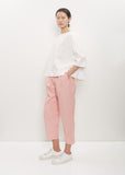 Linen Poly Cropped Pleated Pant — Poppy