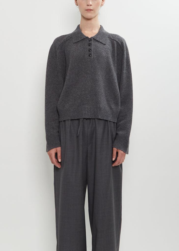 Homere Cashmere Polo Collar Sweater — Anthracite Melange