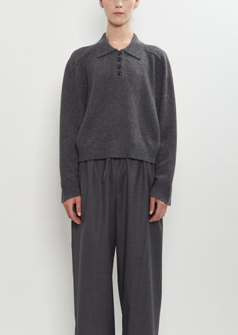 Homere Cashmere Polo Collar Sweater — Anthracite Melange