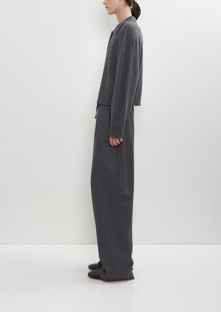 Homere Cashmere Polo Collar Sweater — Anthracite Melange