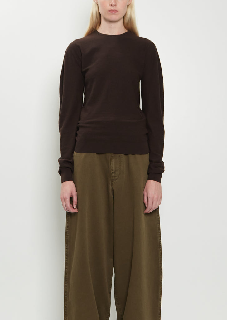 Crew Neck Wool Sweater — Aubergine