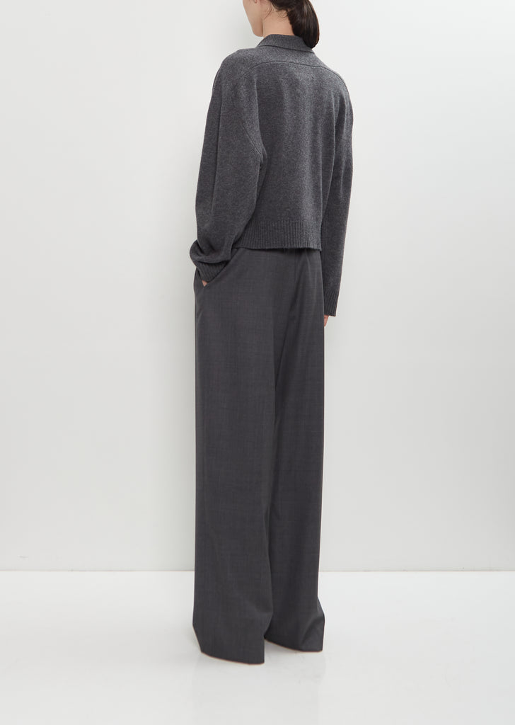 Homere Cashmere Polo Collar Sweater — Anthracite Melange