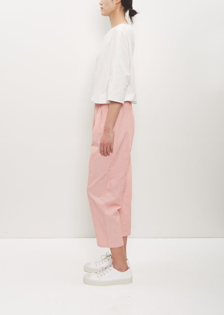 Linen Poly Cropped Pleated Pant — Poppy