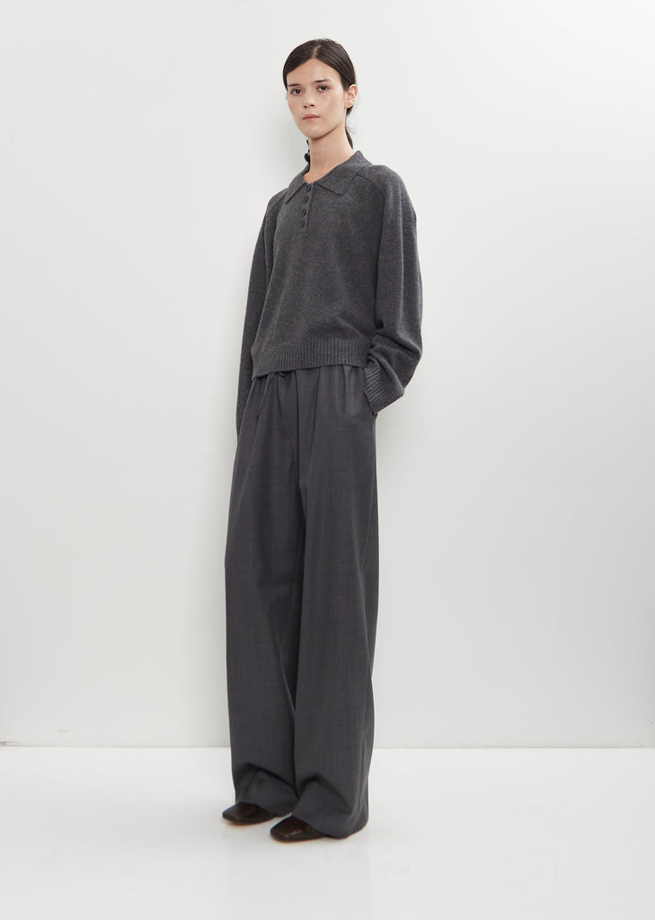 Homere Cashmere Polo Collar Sweater — Anthracite Melange