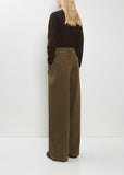 Cotton Denim Large Pants — Moss Green