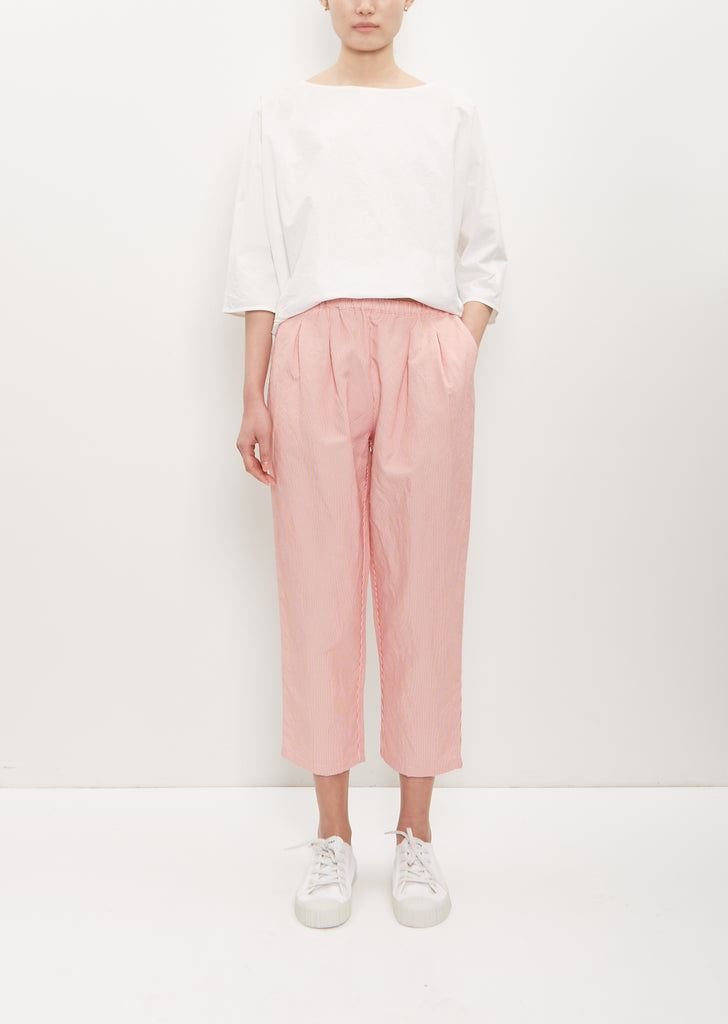 Linen Poly Cropped Pleated Pant — Poppy