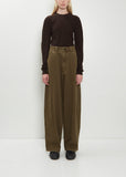 Cotton Denim Large Pants — Moss Green