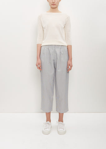 Linen Poly Cropped Pleated Pant — Cement