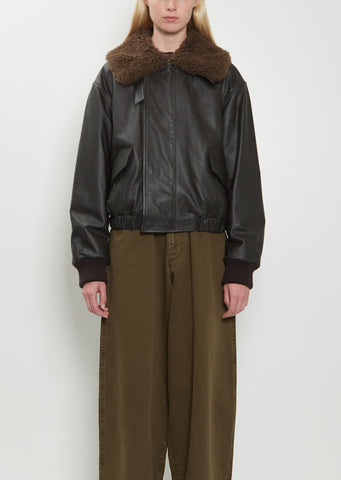 Shearling Collar Leather Blouson