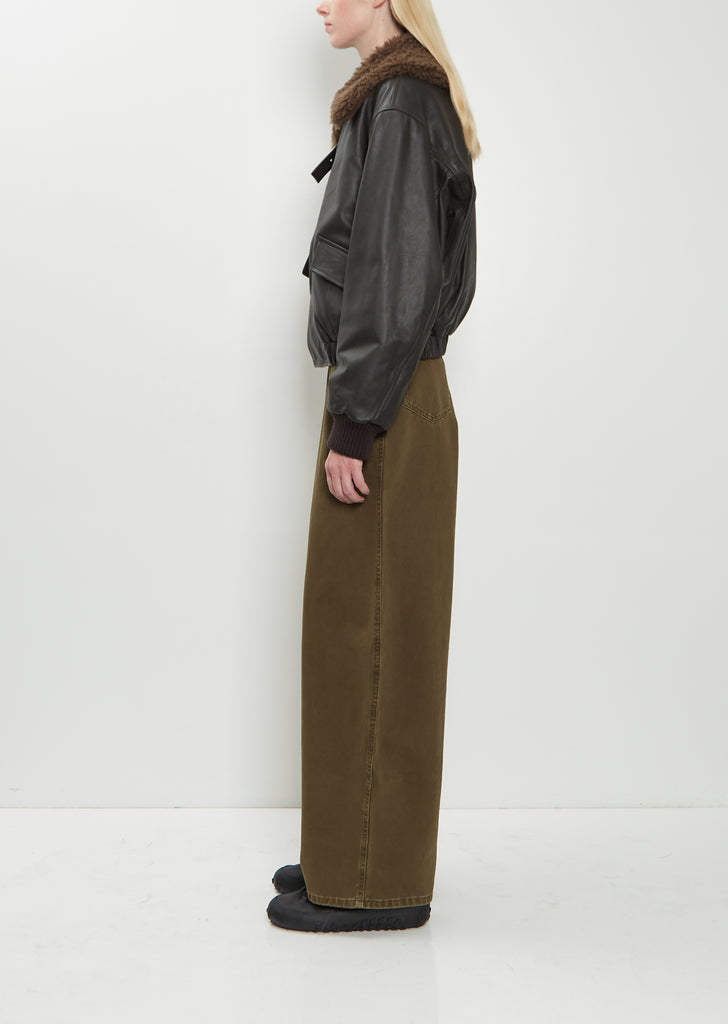 Shearling Collar Leather Blouson