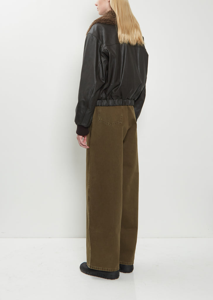Shearling Collar Leather Blouson