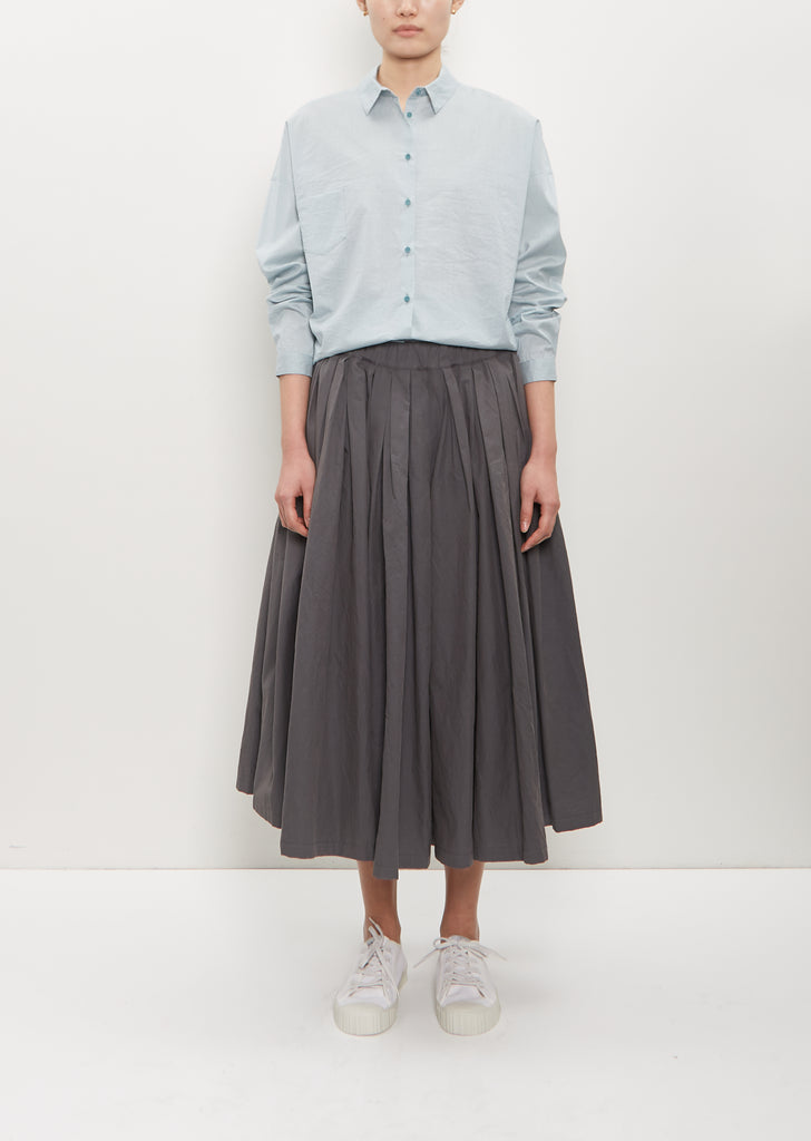 Cotton Pleated Pull On Skirt — Cement