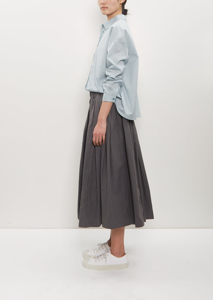 Cotton Pleated Pull On Skirt — Cement