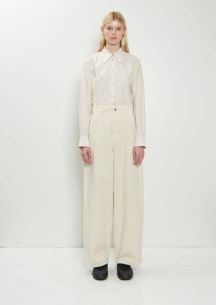 Pointed Collar Cotton Silk Shirt
