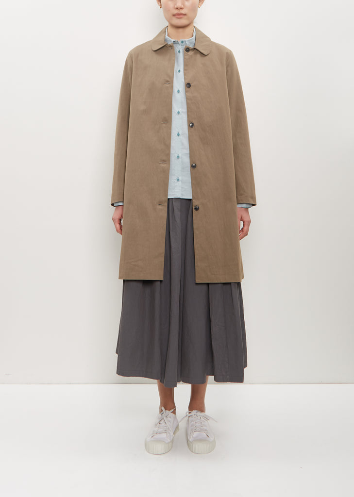 Cotton Poly Round Collar Mac Coat