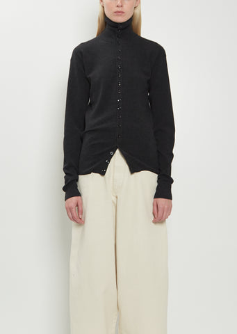 Buttons Fitted Wool Cardigan