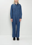 Cotton Denim Flap Pockets All-In-One