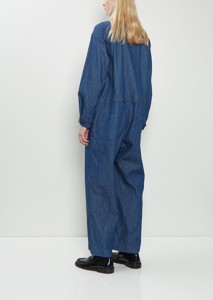 Cotton Denim Flap Pockets All-In-One