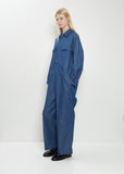 Cotton Denim Flap Pockets All-In-One
