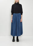 Cotton Denim Pleated Skirt