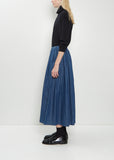 Cotton Denim Pleated Skirt