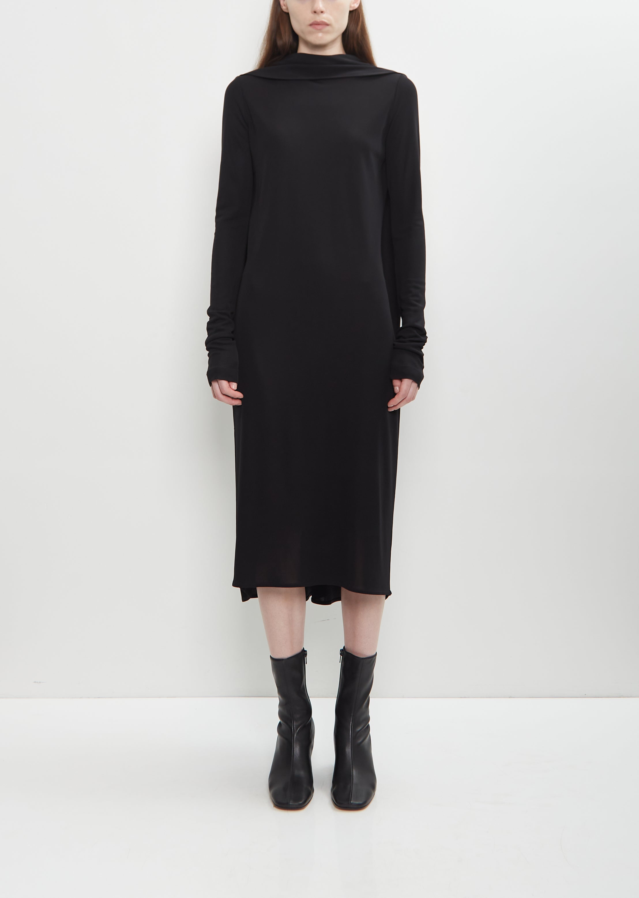 long sleeve cocoon dress Black Cotton Cocoon Dress: Long Sleeve Turtleneck, Plus Size