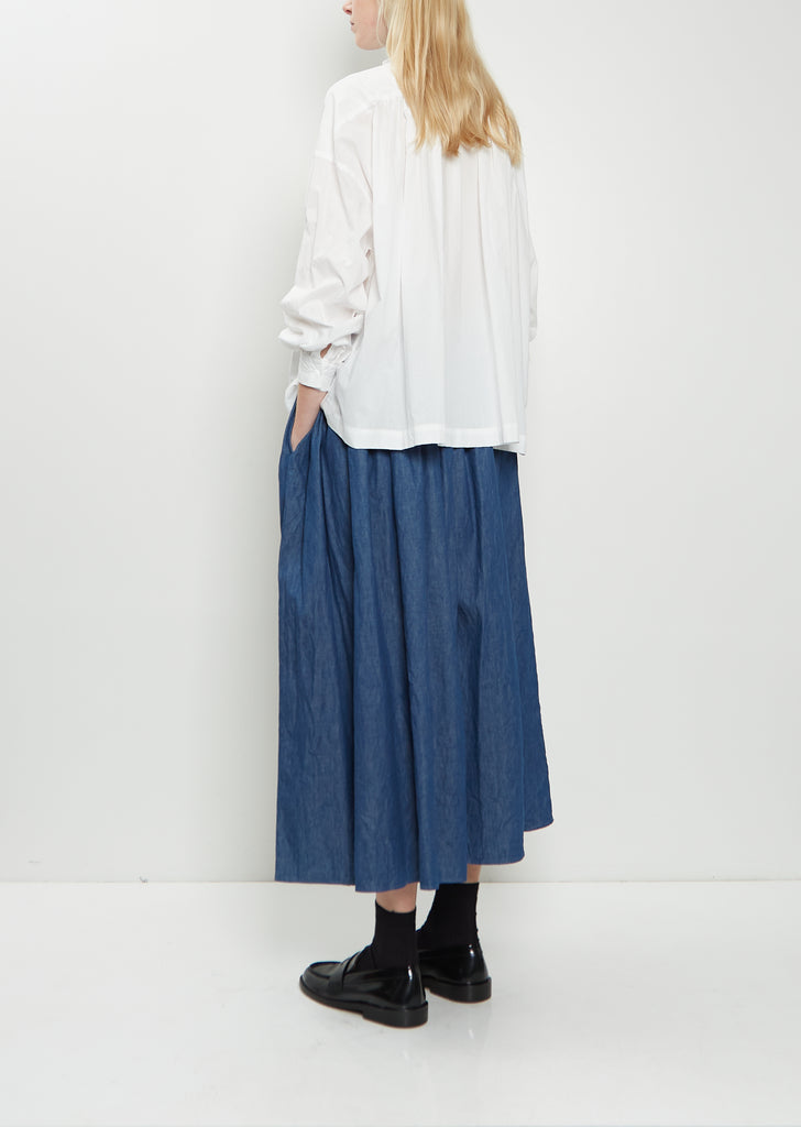 Cotton Ruffle Pintuck Shirt — White