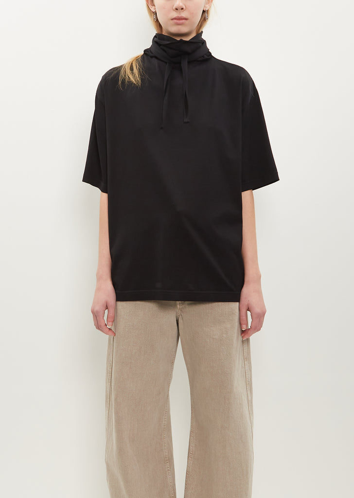 Cotton Jersey Foulard T-Shirt — Black