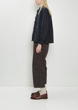 Cotton Ruffle Pintuck Shirt — Black Navy