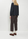 Cotton Ruffle Pintuck Shirt — Black Navy