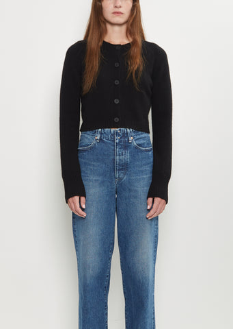 Zephir Cashmere Cropped Cardigan — Black