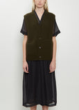 Cashmere Rib Stitch Cardigan Vest