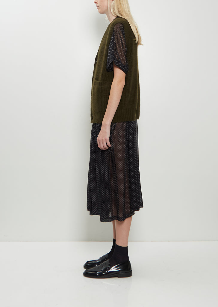 Cashmere Rib Stitch Cardigan Vest