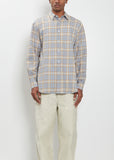 Airy Wool Check Shirt — Light Blue