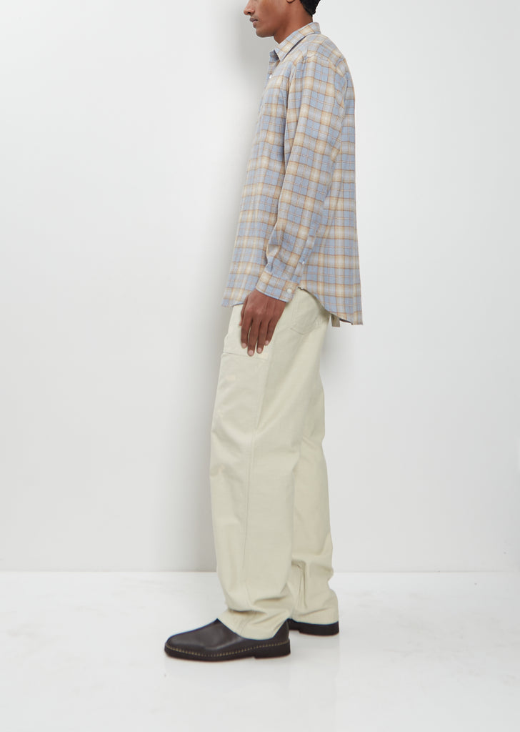 Airy Wool Check Shirt — Light Blue