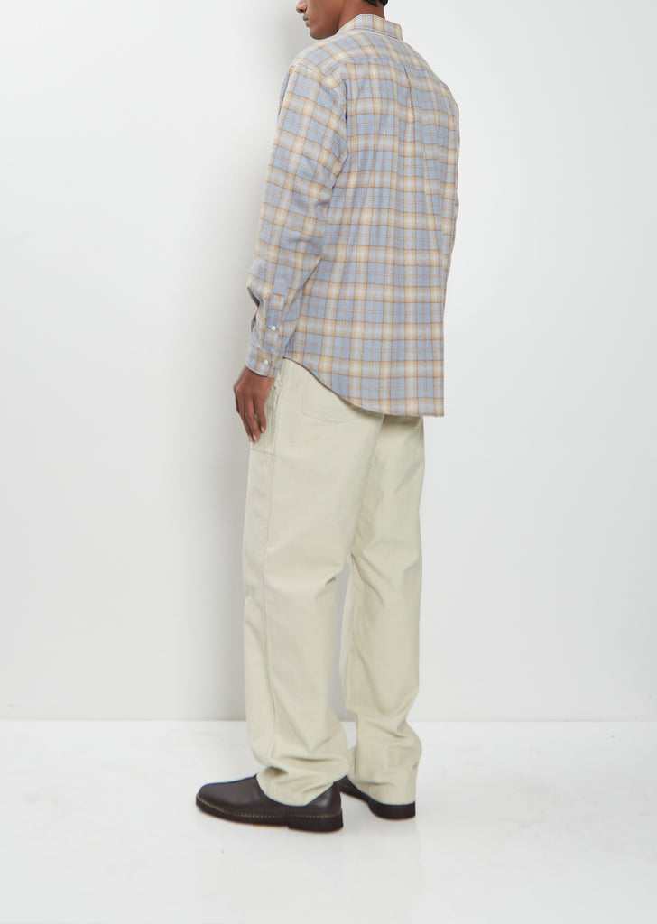 Airy Wool Check Shirt — Light Blue