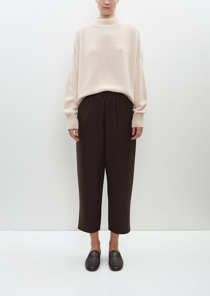 Wool Carrot Pants — Brown