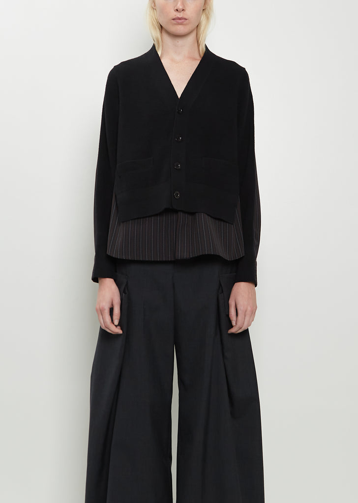 Stripe x Wool Knit Cardigan