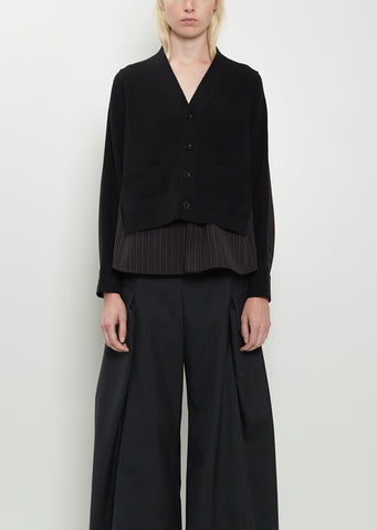 Stripe x Wool Knit Cardigan