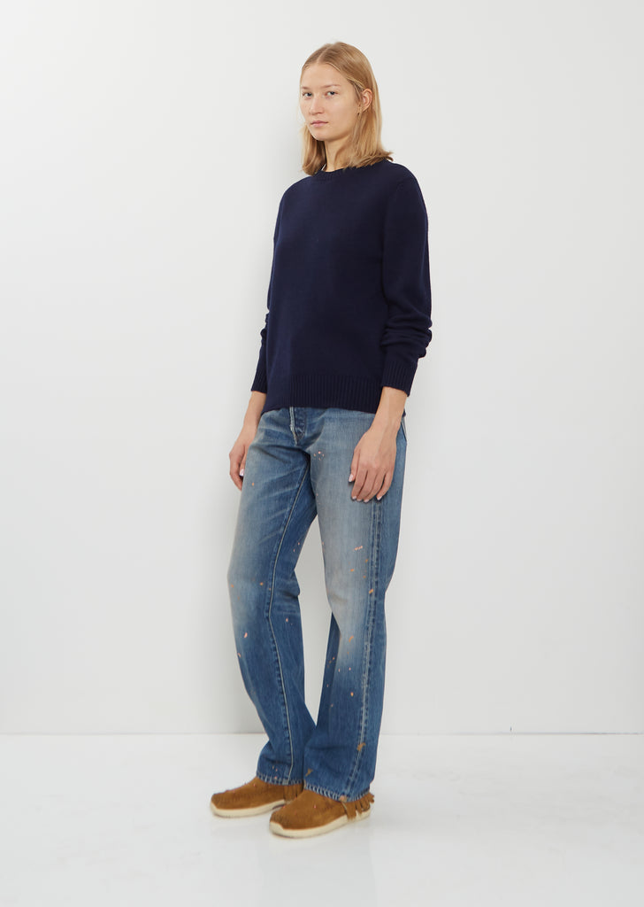 Hepburn Cashmere Crewneck — Navy Blue