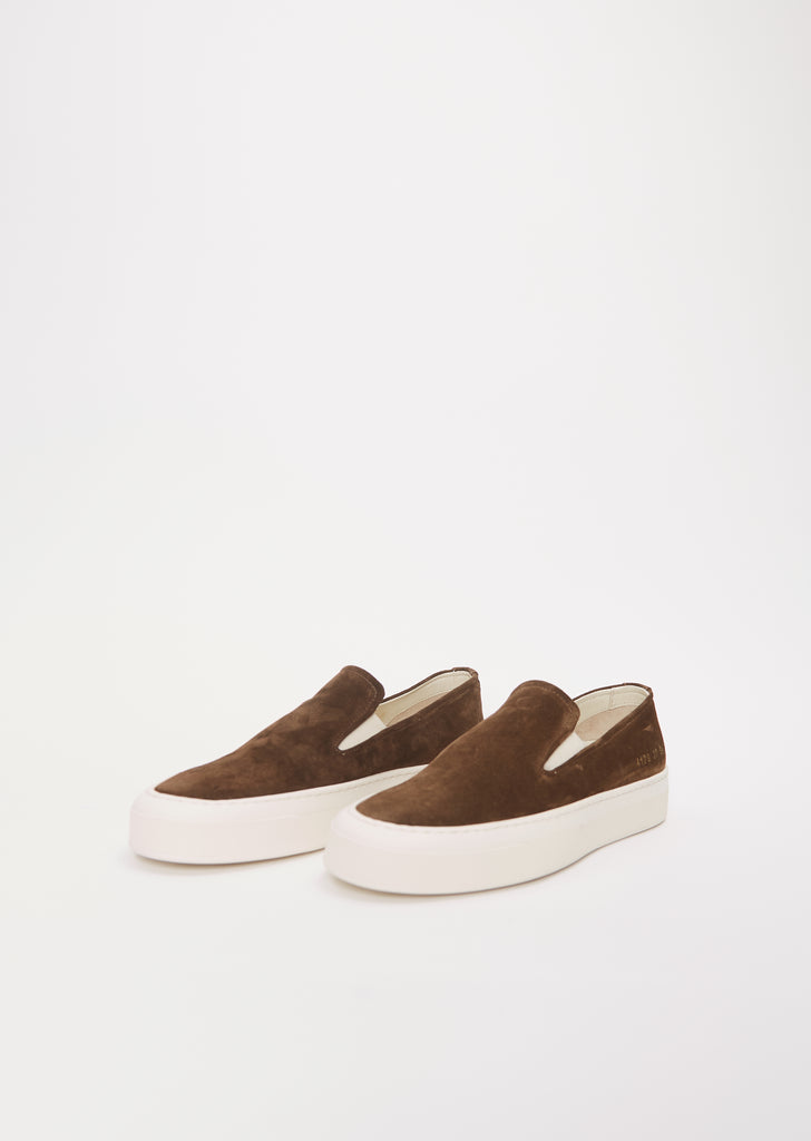 Suede Slip On — Coffee