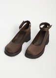 Round Toe Strap Shoes — Brown