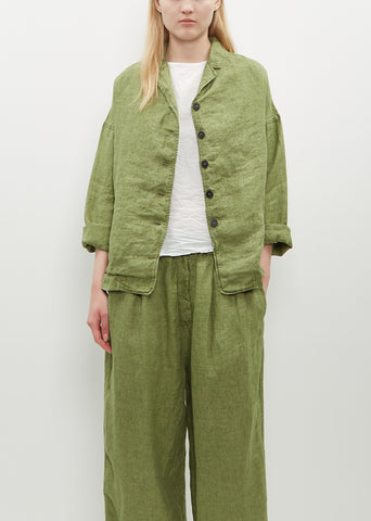 Linen Loose Blazer — Green