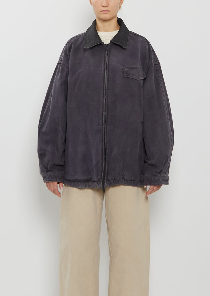 Cotton Whip Chord Vintage Zip Jacket — Black