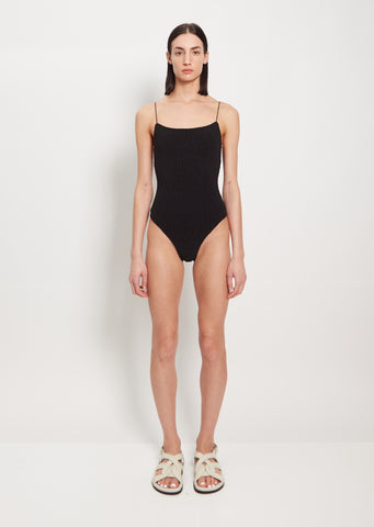 Smocked Swimsuit — Black