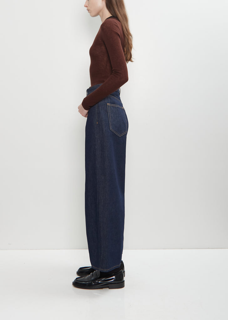 Cotton Denim Cropped Roomy Jean