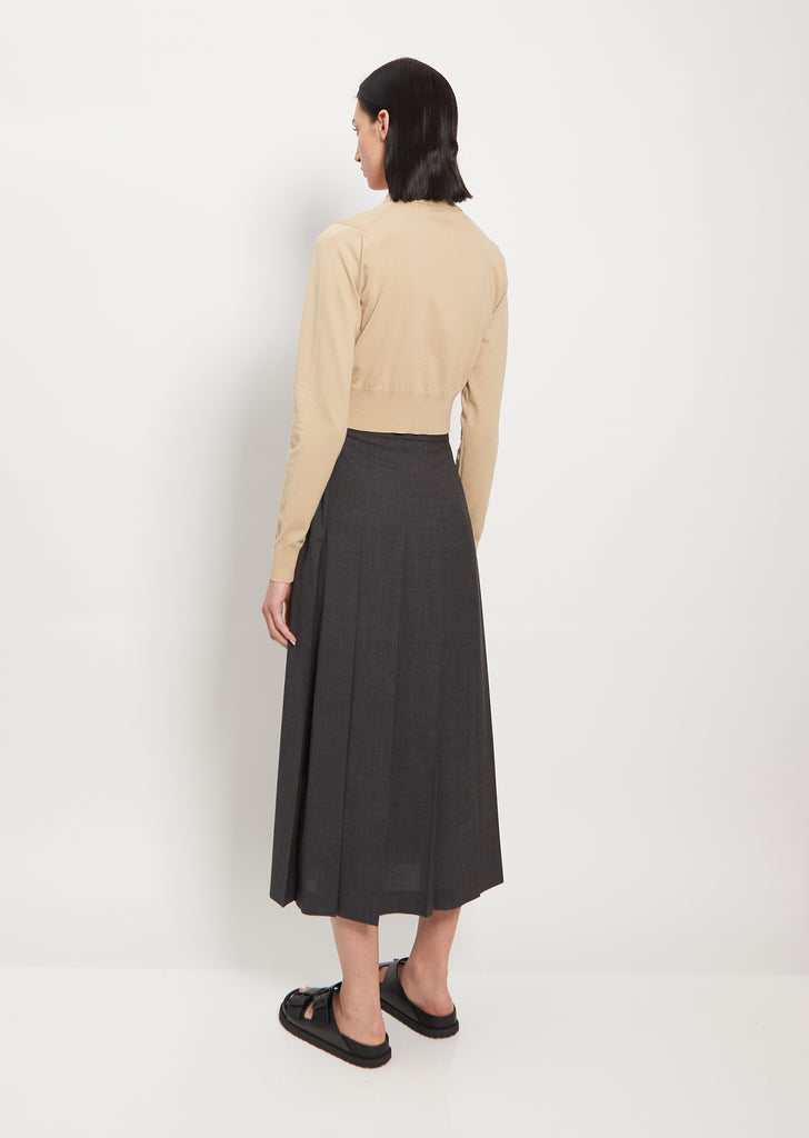 Tropical Wool Pleated Skirt