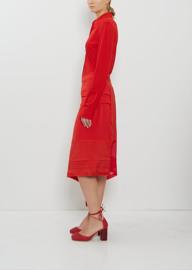 Silk Blend Pleated Skirt