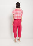 Cropped Cotton Balloon Trousers — Raspberry