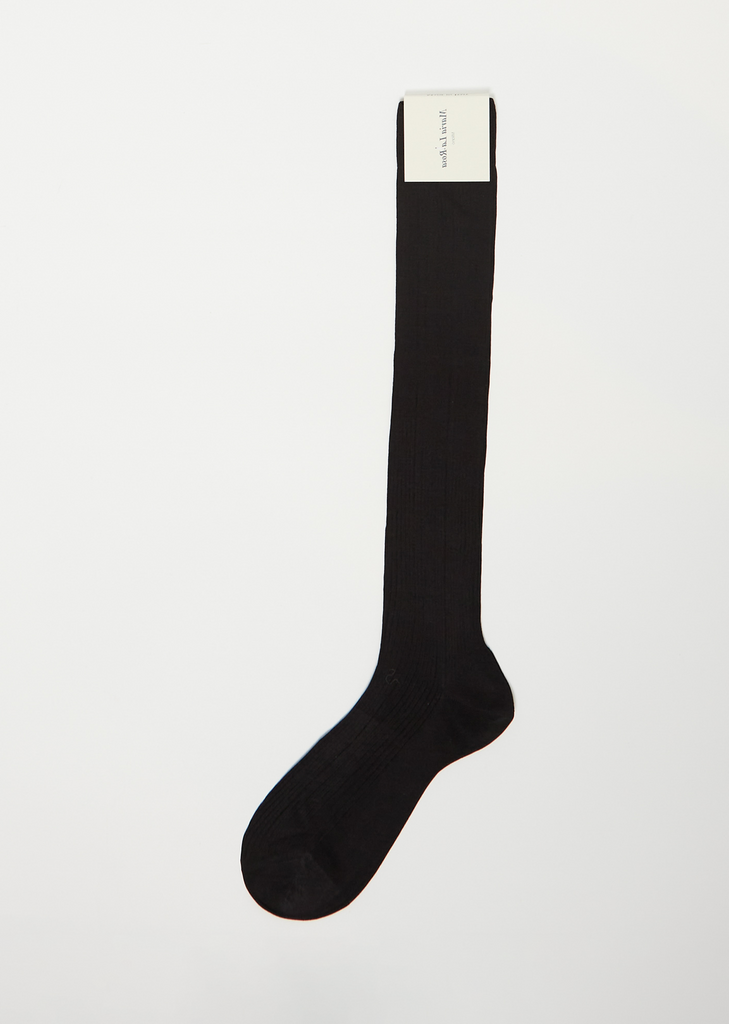 Knee High One Ribbed Socks — Nero